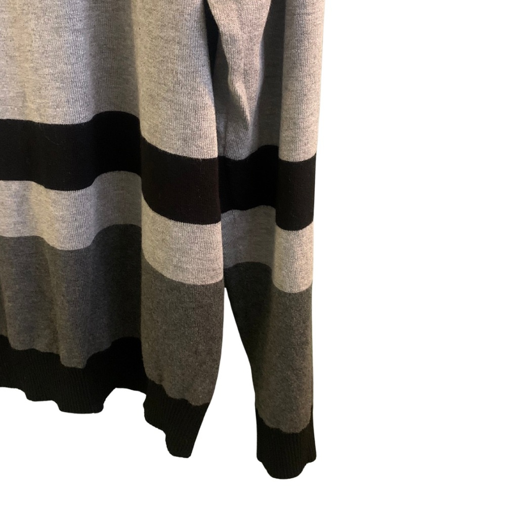 2/$30 Calvin Klein Gray Black Stripped Mock Turtleneck Sweater Large Academia - Picture 8 of 10